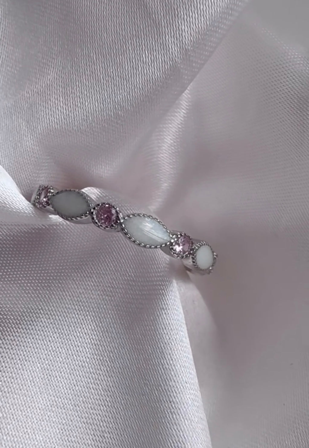 S925 breastmilk ring, with October birthstones.