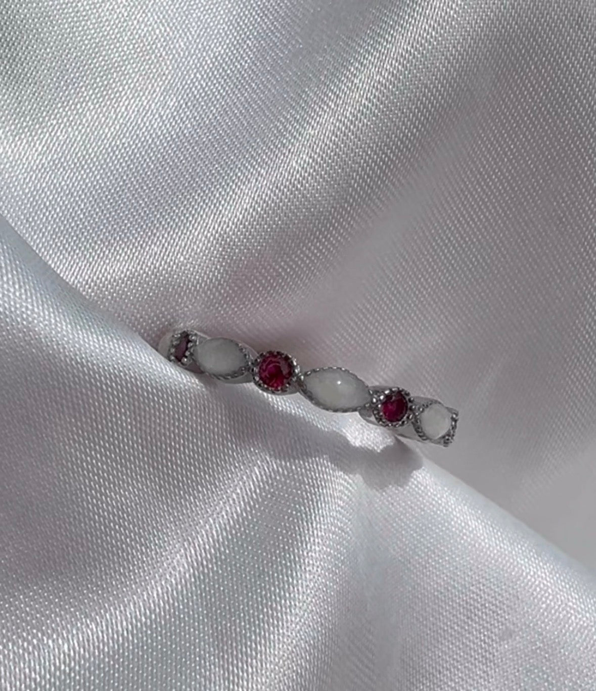 S925 breastmilk ring, with July birthstones.