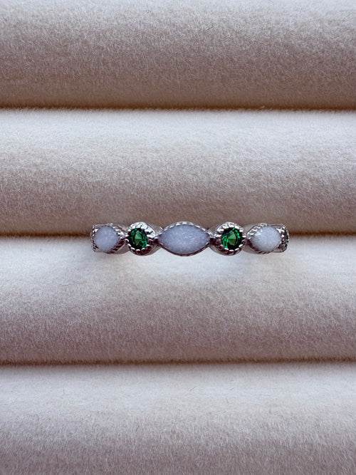 S925 Breastmilk ring with May Birthstones